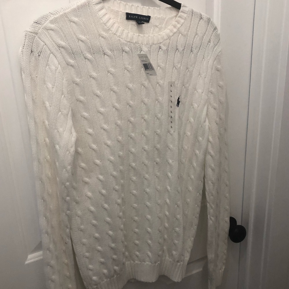 Ralph Lauren White Cable Knit Sweater